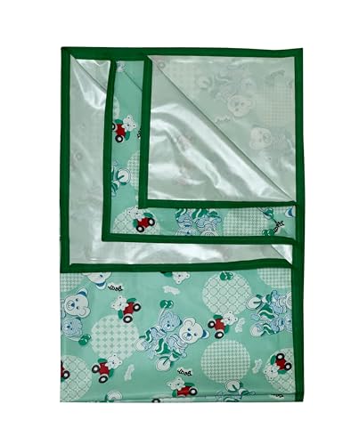 Image of Pookie Plastic Sheet,PVC Sheet for Kids,Rubber Sheet for Babies,Bed Wetting Protector(90 x 135 cm) (Green Bear)