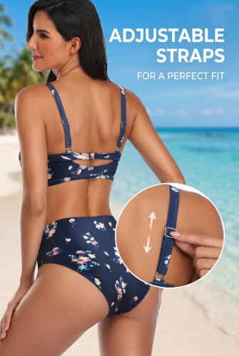 Image of Tempt Me High Waisted Tie Front Bikini Set Two Piece Tummy Control Swimsuit