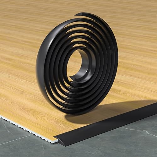 Tira Divisoria De Puerta De Piso Autoadhesiva, Tapajuntas Perfil De Transición De PVC, Sellador De Umbral Para Pisos Irregulares Y Juntas De Piso(Negro,3cm)