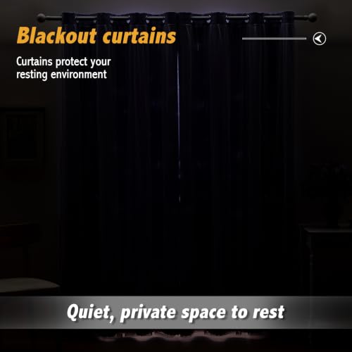 Image of Anytime Double Layer Blackout Curtains 2 Panels,52Wx80L,Lavender | Sheer And Fabric Window Drapes Grommet Top Solid Color Bedroom Living Room Home Decor