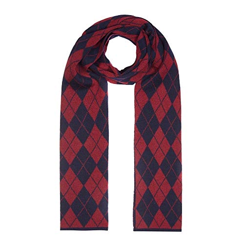 Écharpe en laine rouge à losanges, un tissage noble en taille unique pour un confort absolu