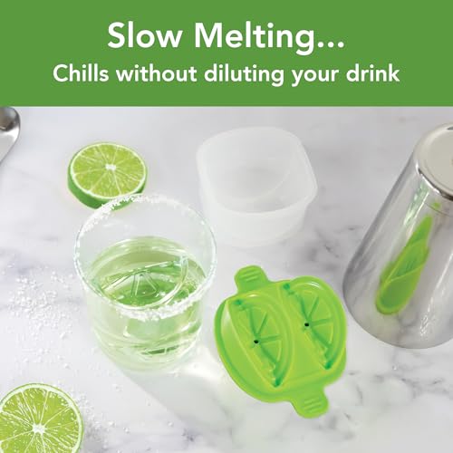 Image of Tovolo Lime Wedge Ice Mold 2 Pack Fun Cocktail Ice Molds for Whiskey, Fruit Ice Wedge Mold Perfect for Cocktails Mocktails Summer Lemonade, Slow Melting BPA Free Silicone Ice Wedge Molds Lime Green