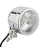 Chrome 4.25' Motorcycle H4 Headlight ROUND Old School Lamp Bottom Mounting for Harley