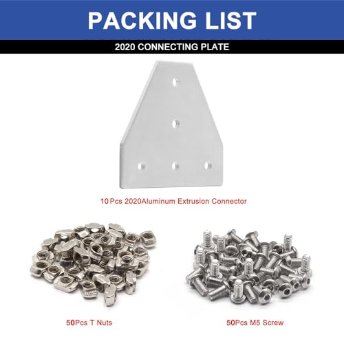 Image of 10pcs 2020 Bracket T Plate Connector Joint Plate T Slot Hardware V Slot Accessories 8020 Aluminum Extrusion Bracket Silver