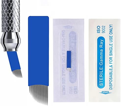 30Pcs Disposable Eyebrow Microblading Needles,Lip Tattooing Microblades Permanent Makeup Blades for Single Use Only (18needle)