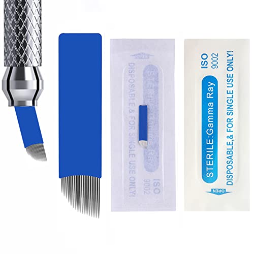 30Pcs Disposable Eyebrow Microblading Needles Lip Tattooing Microblades Permanent Makeup Blades for Single Use Only (18needle)