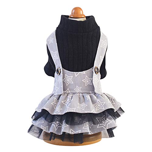 IGUGHI 犬 服 セーター ワンピース 秋 冬 星柄 ニットウェア ドッグウェア ドレス 暖かい 小型犬 中型犬 ペットウェア 人気 室内 お出かけ お散歩 黒 ブラック S~XL