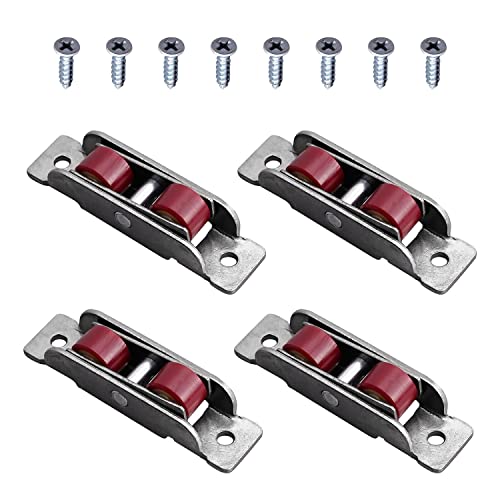 Yinpecly Nylon Electroplating Wheel Sliding Door Window Pulley 64 x 15.8 mm / 2.52 x 0.62 inch (L x W) Stainless Steel Shell for Sliding Door Window Cabinet, Silver 4Pcs