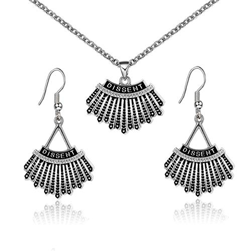 RBG Dissent Necklace Set Ginsburg Earring Dissent Dangle Drop Earrings Ruth Bader Ginsburg Jewelry I Dissent Jewelry Set