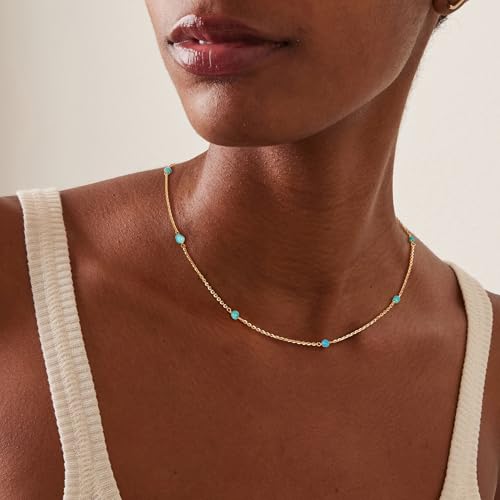 Fettero Dainty Beads Choker Neckces for Women - 14K Gold Plated Beaded Necklace Summer Beach Choker Boho Gold Necklace for Women Jewelry