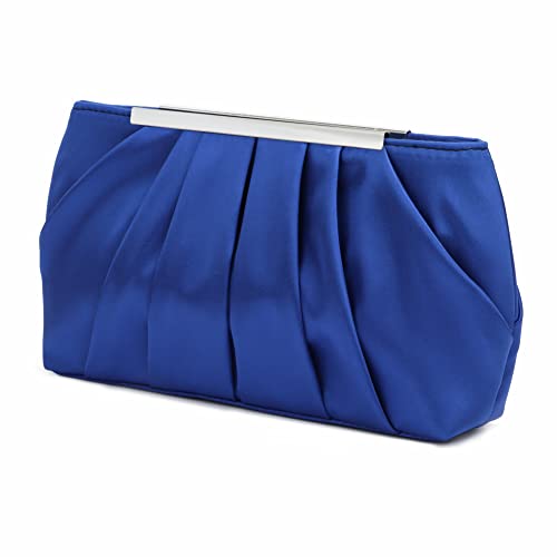 Jywmsc Bolso de noche de satén para mujer Elegante bolso de mano de noche plisado de satén para mujer Bolso de boda de plata