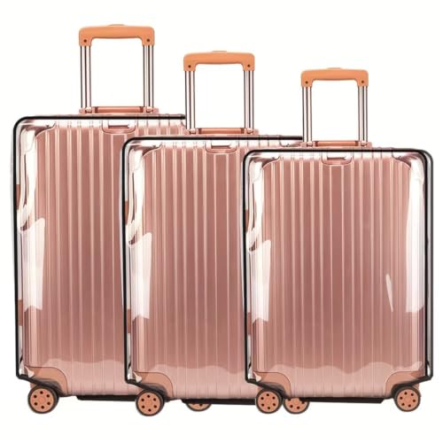 Image of Protective Suitcase Cover Set of 3 - Zippered Clear PVC Transparent Trolly Bag Cover /Waterproof Dustproof Scratch Resistance /Tough Protector Trolley Bag Cover Set /Luggage Bag Cover /Suitcase Covers