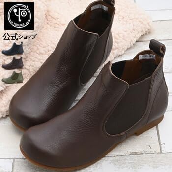 [ ヨースケ YOSUKE ] サイドゴアブーツ レディース 本革 日本製 ショートブーツ フラット アンクル丈