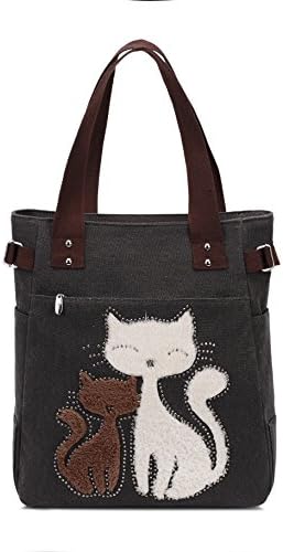 KAUKKO Donne Canvas Handbag Shopping bag (93 Nero)