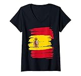 Photo Gallery donna tattered grunge flag of spain maglietta con collo a v Photo Gallery donna tattered grunge flag of spain maglietta con collo a v