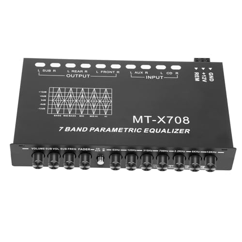 MOLUCKFU Ecualizador De Coche Procesador De Sonido Digital Audio del Coche Controlador De Audio Ecualizador Digital Ecualizador Gráfico De Canales Procesador De Sonido del Coche Black Metal