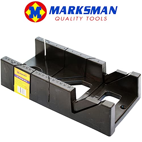 12" Marksman Mitre Block Maxi Angle Cutting Black Miter Saw Box Carpenter Guide Carver Degree Slot Large & Accurate Markings Woodworking Workshop Framing Crafts DIY Hand Tool UK Free P&P - Image 2
