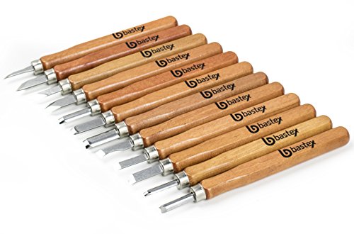 Bastex Carbon Steel Wood Carving Chisel Set for Kids and Beginners. Knives for woodworking and engraving. Equipped with Easy to Use wood Handles.
