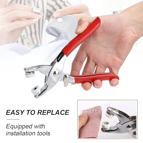 Image of Premium Snap Buttons Kit - 100 Sets 9.5mm Metal Fasteners in 10 Colors with Hand Pliers Tool, Five-Claw Copper Buckles for Sewing, DIY Crafts, Baby Clothes, Hats, Bibs & Rompers (Silver)