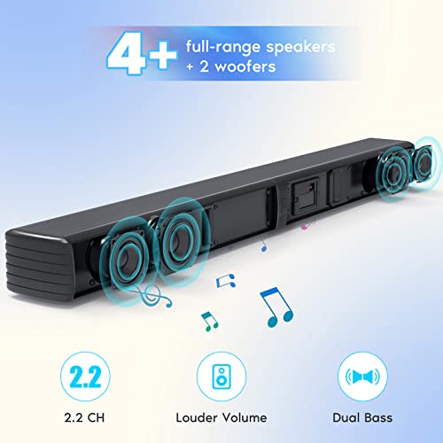 image for GEOYEAO Sound Bar, Bass Speakers for Smart TV with Dual Subwoofer 3D S