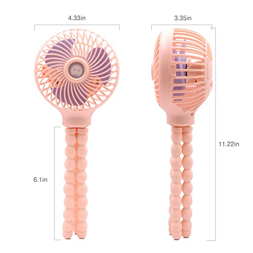 Trelc Mini Handheld Stroller Fan For Office Room Car Traveling Bbq Gym, Rechargeable Personal Portable Baby Fan With Flexible Tripod, 2023 Upgraded Version, Gift For Children, (Pink) #TOP5