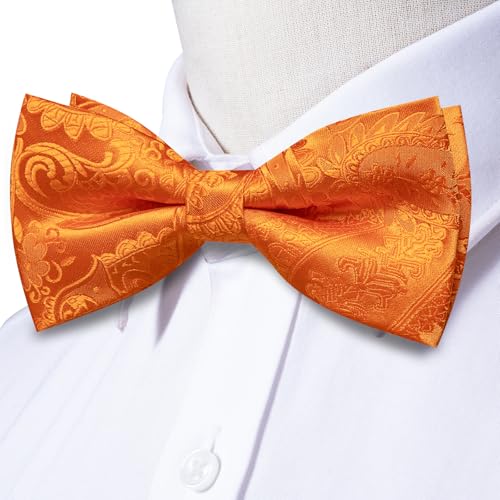 Image of Hi-Tie Bow Ties for Men Pre-Tied Pocket Square with Cufflinks Mens Bowtie Sets for Wedding Formal Party