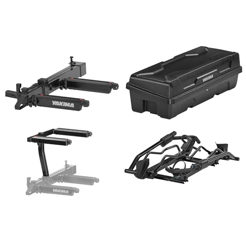 Yakima EXO SwingBase Hitch Bike Rack, EXO GearLocker Rooftop Box, TopShelf Hitch Base Rack Storage and DoubleUp, Black