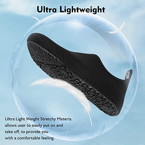 HMIYA Badeschuhe Strandschuhe Wasserschuhe Aquaschuhe Schwimmschuhe Surfschuhe Barfuß Schuhe für Damen Herren(Streifen Schwarz,38-39 EU)