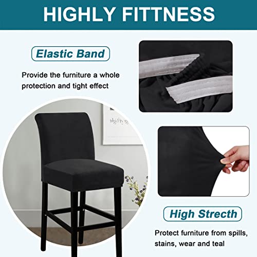 Alovetree 2 Pack Bar Stool Cover Stretch Pub Counter Stool Cover Velvet Height Side Chair Seat Cover Barstool Slipcovers For Kitchen Dining Room Cafe Peacock Blue #TOP2