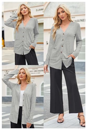 Ultranice Gray Cardigan Sweaters Womens Fashion Trendy 2024 Lightweight Long Sleeve Knitted Casual Cardigans Tops Clothes Outfits With Pockets thumb #2