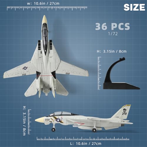 SEBUNAS 1:72 Scale F-14 Tomcat Fighter Jet Quick Build Model Kit Plastic F14 Fun Toy Airplane Assembly Aircraft Model with Stand Gift for Kids Suit for Birthday (36PCS)