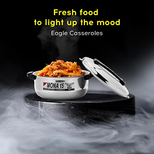 Image of Eagle Mona Stainless Steel Thermoware Casserole Keeps Food Hot and Fresh for Long Hours (1500 ml)