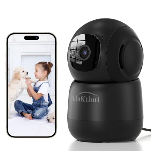 Image of Indoor Camera, 2K Cameras for Home Security with App Motion Detection Auto Tracking Alarm Live Notice Schedule Default Location, Pet Camera with Night Vision, 2.4 GHz, Black