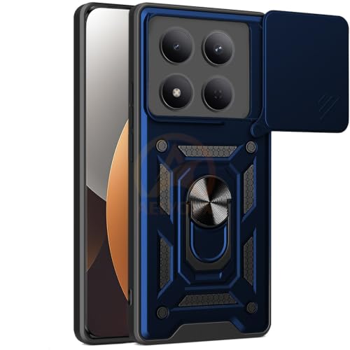 Image of Armor Bumper Back Cover Case for Redmi Note 15 Pro Plus 5G Rotating Camera Cover, Ring Holder & Kickstand | Heavy Duty & 360 Degree Protection Redmi Note 15 Pro Plus 5G Back Cover (Blue)