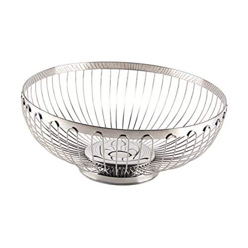 Alipis puesto de cesta de frutas cestas Poseedor encimera lavado de frutas redondo plato envase titular de la fruta Cesta de verduras cesta de lavado de verduras tazón de frutas Silver