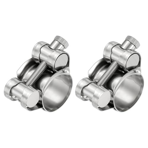 Kozelo 2Pcs 304 Stainless Steel T-Bolt Hose Clamp, Adjustable OD Range 0.7" to 0.7" (17-19mm) Heavy Duty Pipe Strap Clamp, Metal Fuel Line Clamping for Automotive, Plumbing, Industrial
