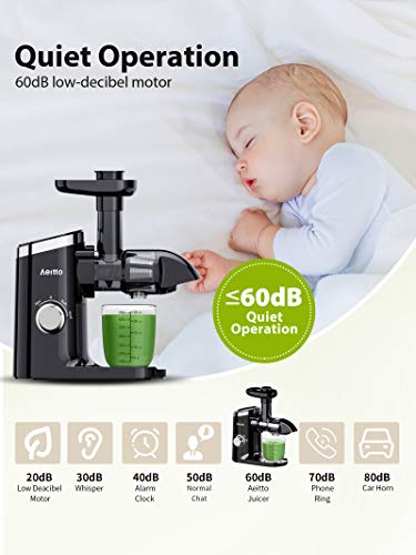 Slow Juicer,Aeitto Celery Juicer Machines,Masticating Juicer,Cold Press Juicer, Juice Extractor With 2-Speed Modes,Reverse Function & Quiet Motor For Vegetables And Fruits,Easy To Clean With Brush #TOP5