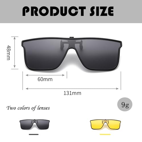 Image of Hifot Clip on Sunglasses 2 Pack, Polarized Lens Fit Over Prescription Glasses, Flip up Rimless Sunglasses