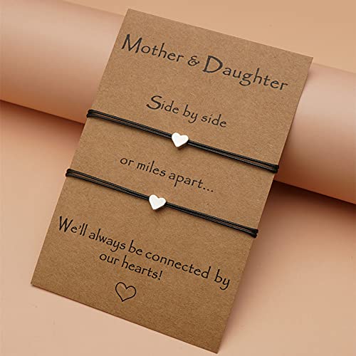 Image of COLORFUL BLING Mother Daughter Mommy and Me Heart Wish Bracelets Distance Matching Hollow Heart Horse Promise Promise Bracelet Friendship Jewelry Gifts