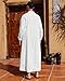 NANAMEEI Kaftan Long Sleeve Men Thobe Islamic Caftans for Men Long Gown Thobe White XL