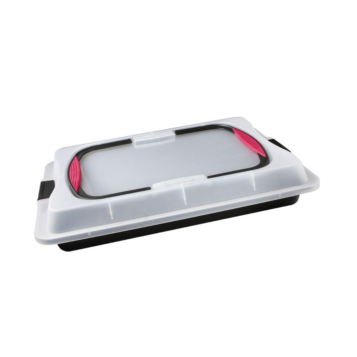Zenker 7903 plaque de cuisson avec couvercle, plaque pâtisserie four, boite de transport gâteau, boite gâteau rectangulaire, Acier inoxydable, 42 x 29 x 7,5 cm