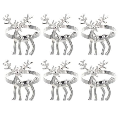 IMIKEYA 6 Stück Hirsch Serviettenring Silber Weihnachten...
