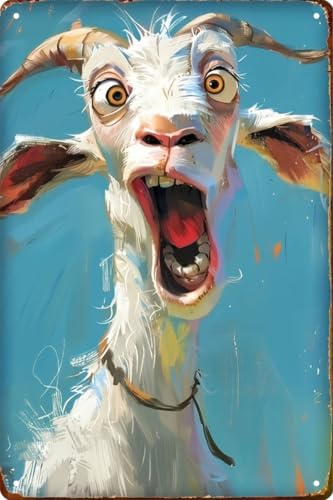 Image of Vintage Funny Animal Tin Sign,Retro Love of Pets Metal Sign,Animals Decor For Animal Lovers Pet House Fence Farm Home Garage 8x12 Inches (goat)