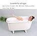 Mantto Nonslip Bath Tub Shower Mat with Suction Cups, Extra Soft TPE Bath Mat for Kids, Bathtub Bathroom Mats, Machine Washable, Smooth/Non-Textured Tubs Only, 30L x 17W Inch(White)