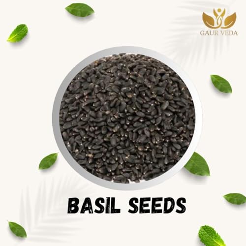 Image of GAURVEDA Basil Seeds For Eating - Acts as Cooling Agent - For Weight Loss (1 Kg., Basil Seeds)
