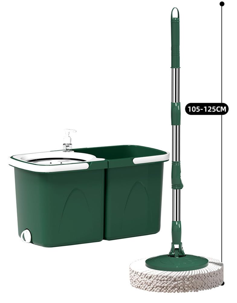 Fregona, Fregona y Cubo con 2 Paños de Microfibra, Limpieza de Suelos, Fregona Giratoria, Cubos de Fregona,