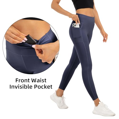 Image of YUDSUD High Waisted Leggings with Pockets for Women, 3 Pack | Tummy Control, Yoga Pants, Running & Daily Wear
