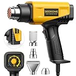 SEEKONE Heat Gun 2000W Hot Air Gun with Adjustable Temperature 50-600℃ and Dual Air Flow Heat Guns Kit with 1.5S Fast Heating and Overload Protection for DIY Crafts Removing Paint Bending PVC Pipe