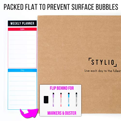 Stylio Dry Erase Calendar Whiteboard. Set Of 3 Magnetic Calendars For Fridge: Monthly, Weekly Organizer & Daily Notepad. Refrigerator & Wall Family Calendar. 4 Fine Point Markers & Eraser Included #TOP6