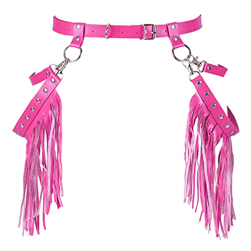 BYDHSS Woman Body Harness Adjustable Dance Clothing Accessories Leg Waist Tassel Gothic Punk Belt (Rose red)2